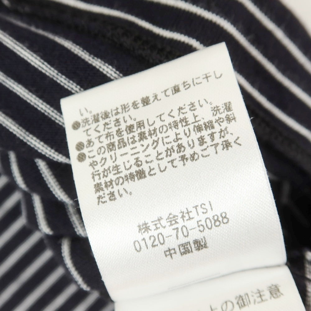 [Used] Nano Universe Cotton Border Mock Neck Short Sleeve T-Shirt Navy x White [L] [Condition Rank B] [Men&