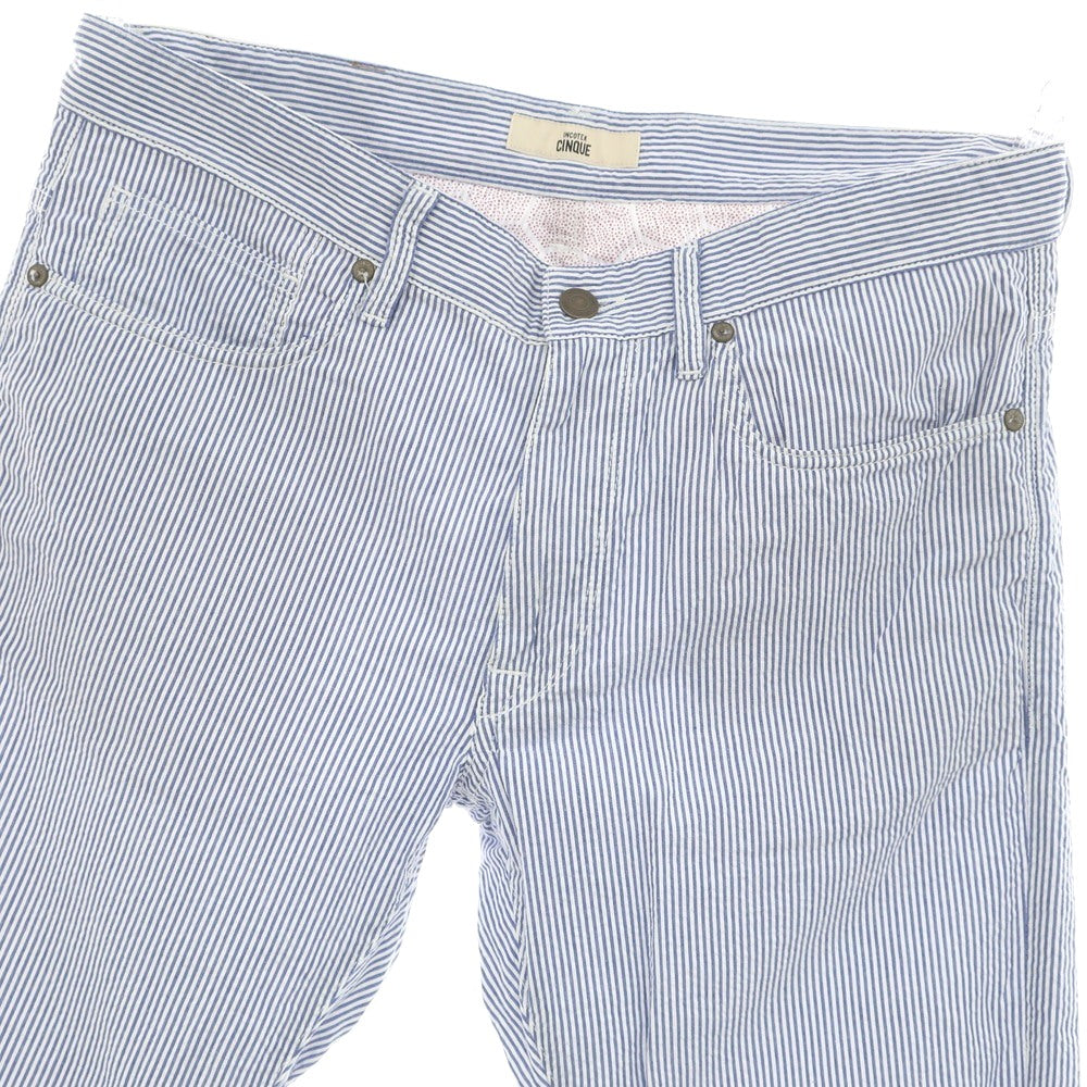 [Used] INCOTEX Cotton Seersucker Striped 5 Pocket Pants Blue x White [33] [Condition Rank C] [Men&