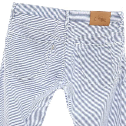 [Used] INCOTEX Cotton Seersucker Striped 5 Pocket Pants Blue x White [33] [Condition Rank C] [Men&