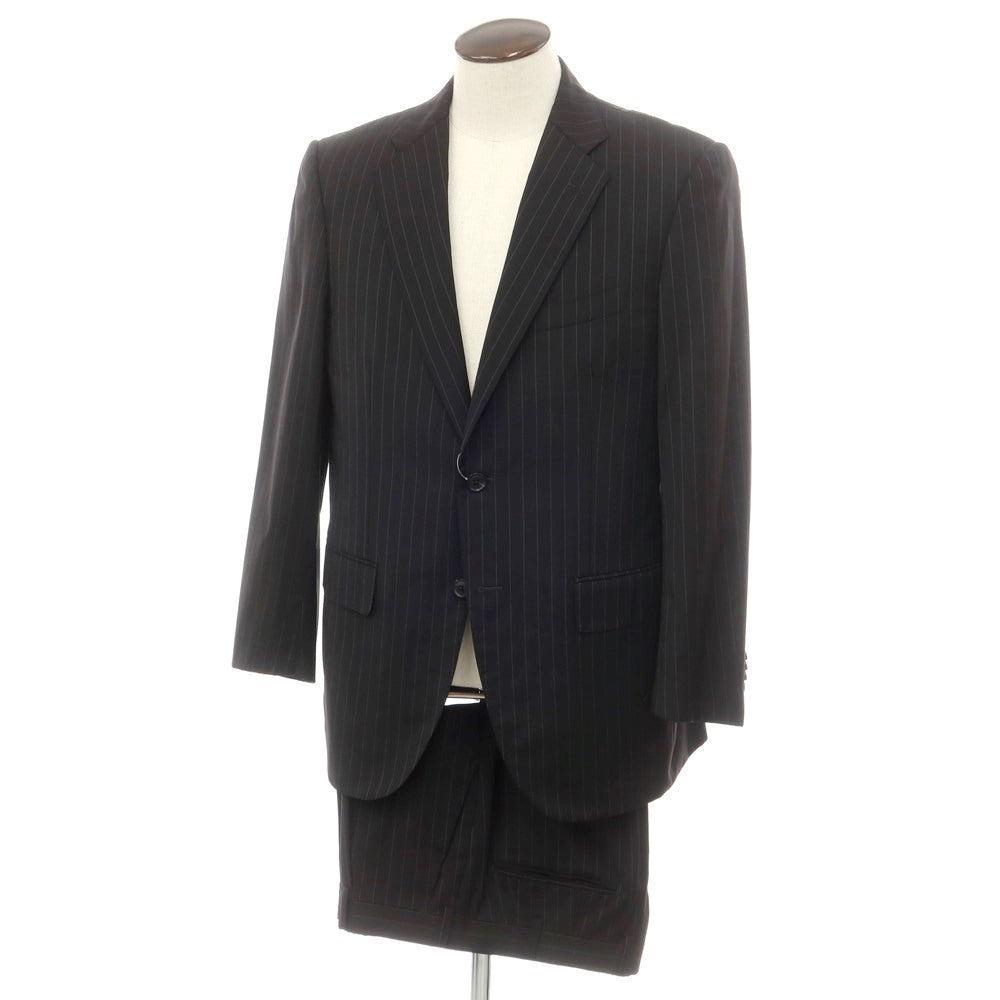 [Used] TROJAN Wool Striped 2-Button Suit, Black [AB6] [Condition Rank B] [Men&