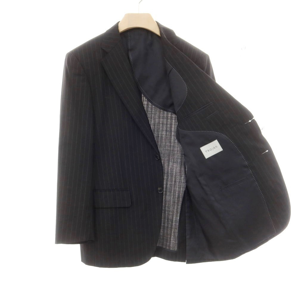 [Used] TROJAN Wool Striped 2-Button Suit, Black [AB6] [Condition Rank B] [Men&