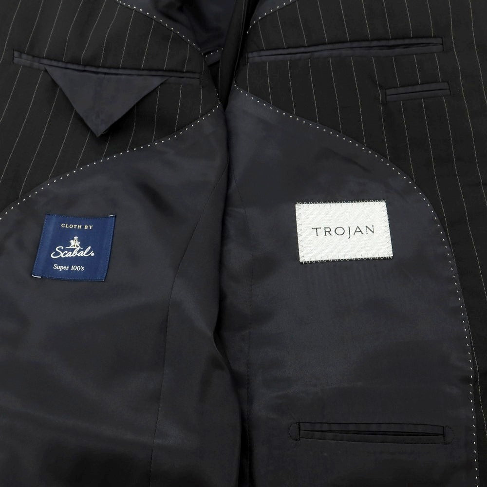 [Used] TROJAN Wool Striped 2-Button Suit, Black [AB6] [Condition Rank B] [Men&