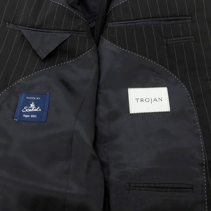 [Used] TROJAN Wool Striped 2-Button Suit, Black [AB6] [Condition Rank B] [Men&