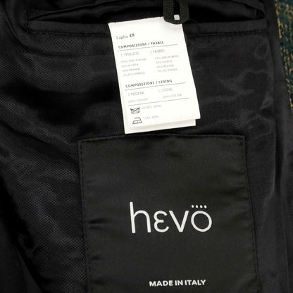【中古】イーヴォ Hevo ウールアルパカモヘア チェック ダブルブレストベルテッドコート グリーンxベージュ【 48 】【 状態ランクB 】【 メンズ 】