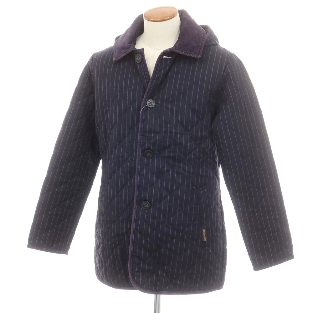 【中古】ラベンハム LAVENHAM ウール ストライプ 中綿入り キルティングコート ネイビー【サイズ38】【 状態ランクC 】【 メンズ 】[DPD]