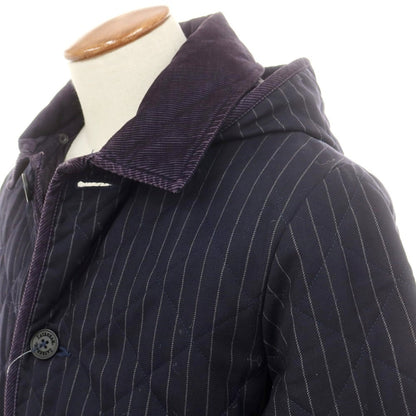 【中古】ラベンハム LAVENHAM ウール ストライプ 中綿入り キルティングコート ネイビー【 38 】【 状態ランクC 】【 メンズ 】