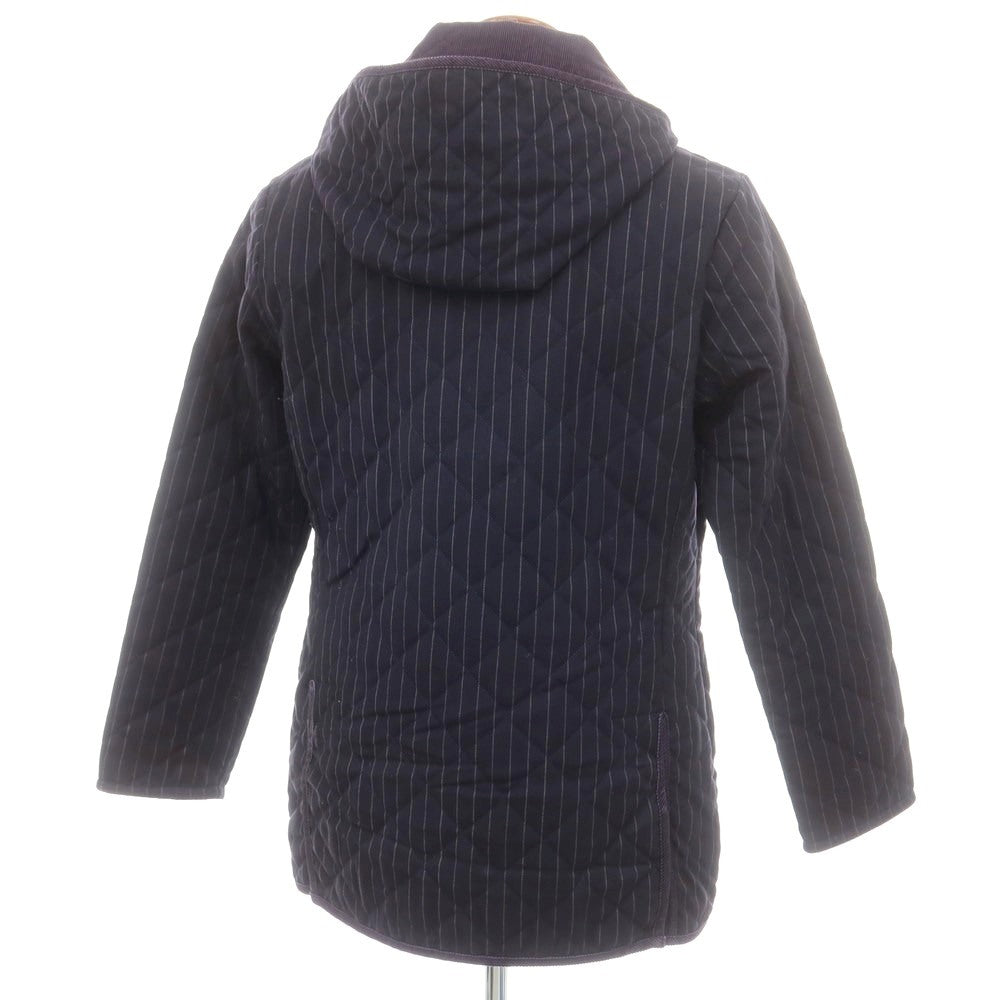 【中古】ラベンハム LAVENHAM ウール ストライプ 中綿入り キルティングコート ネイビー【サイズ38】【 状態ランクC 】【 メンズ 】[DPD]
