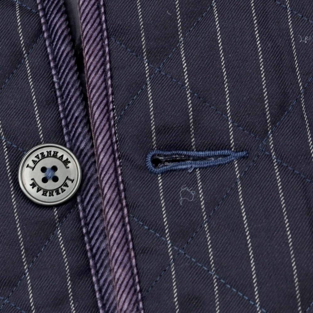 【中古】ラベンハム LAVENHAM ウール ストライプ 中綿入り キルティングコート ネイビー【サイズ38】【 状態ランクC 】【 メンズ 】[DPD]