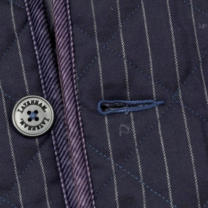 【中古】ラベンハム LAVENHAM ウール ストライプ 中綿入り キルティングコート ネイビー【 38 】【 状態ランクC 】【 メンズ 】