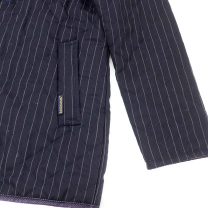 【中古】ラベンハム LAVENHAM ウール ストライプ 中綿入り キルティングコート ネイビー【 38 】【 状態ランクC 】【 メンズ 】