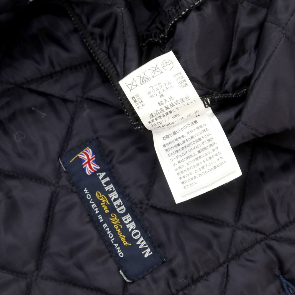 【中古】ラベンハム LAVENHAM ウール ストライプ 中綿入り キルティングコート ネイビー【サイズ38】【 状態ランクC 】【 メンズ 】[DPD]