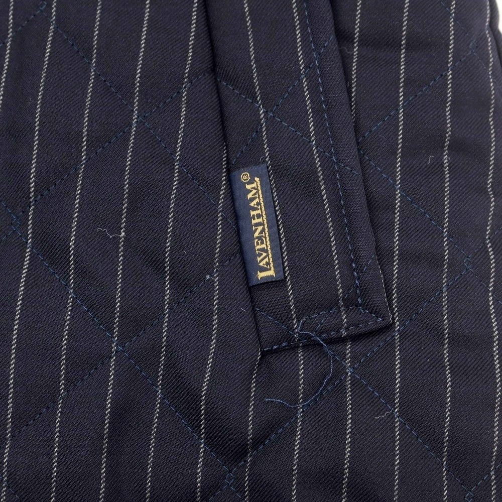 【中古】ラベンハム LAVENHAM ウール ストライプ 中綿入り キルティングコート ネイビー【サイズ38】【 状態ランクC 】【 メンズ 】[DPD]