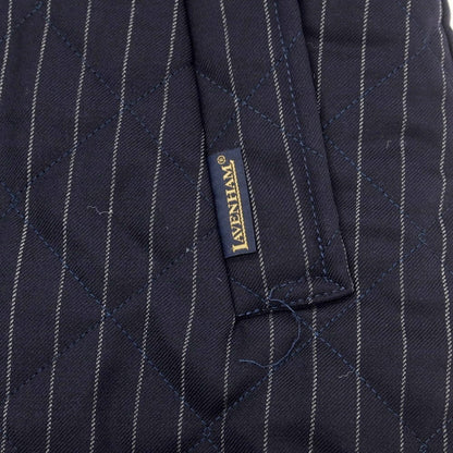【中古】ラベンハム LAVENHAM ウール ストライプ 中綿入り キルティングコート ネイビー【 38 】【 状態ランクC 】【 メンズ 】