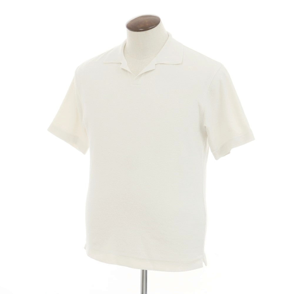 [Used] UNITED ARROWS Cotton Polyester Pile Skipper Short Sleeve Polo Shirt Off White [L] [Condition Rank C] [Men&