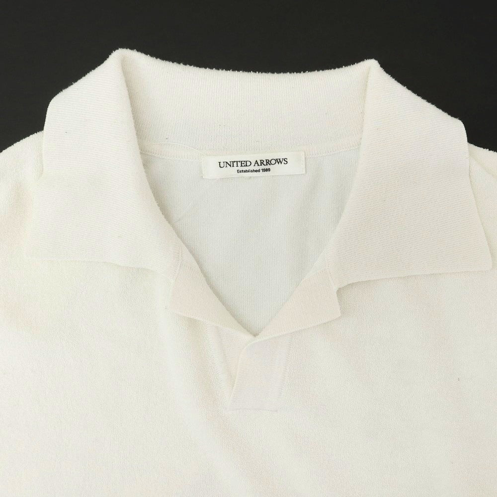 [Used] UNITED ARROWS Cotton Polyester Pile Skipper Short Sleeve Polo Shirt Off White [L] [Condition Rank C] [Men&