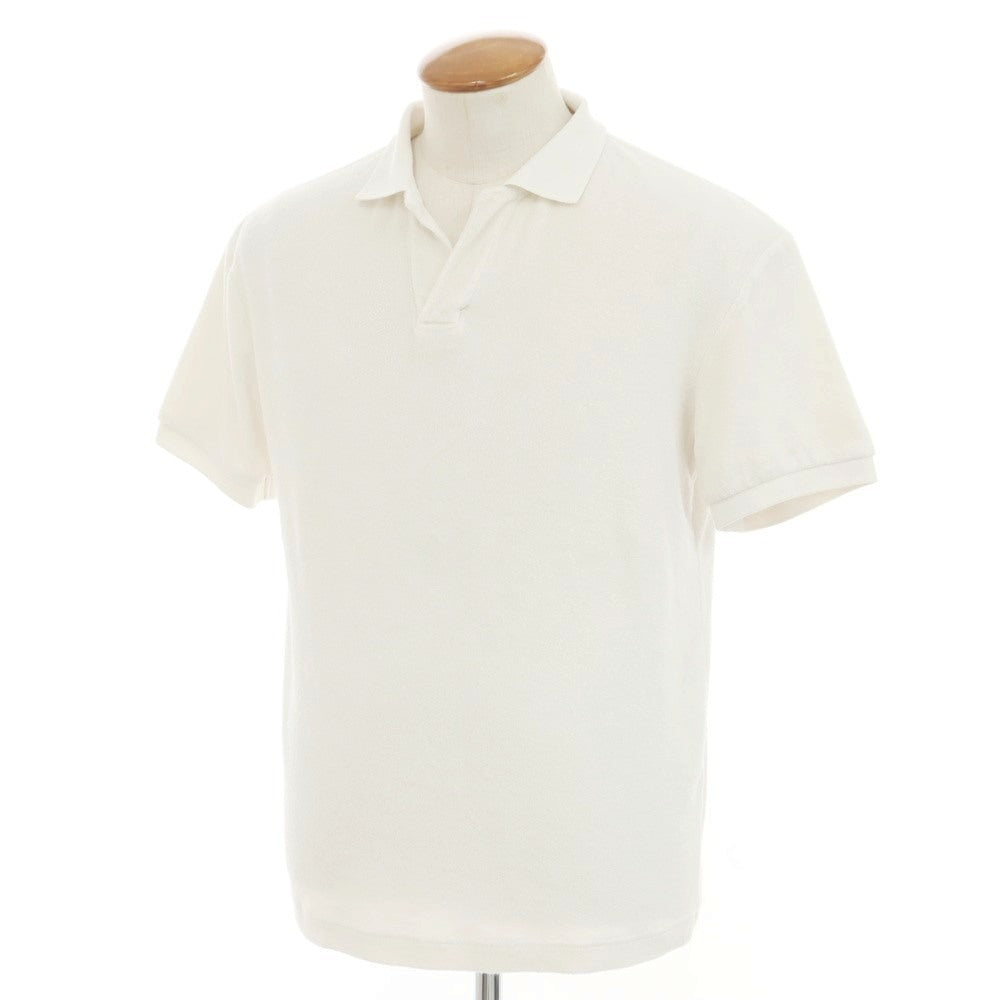 [Used] UNITED ARROWS Cotton Nylon Pile Skipper Short Sleeve Polo Shirt Off White [M] [Condition Rank C] [Men&