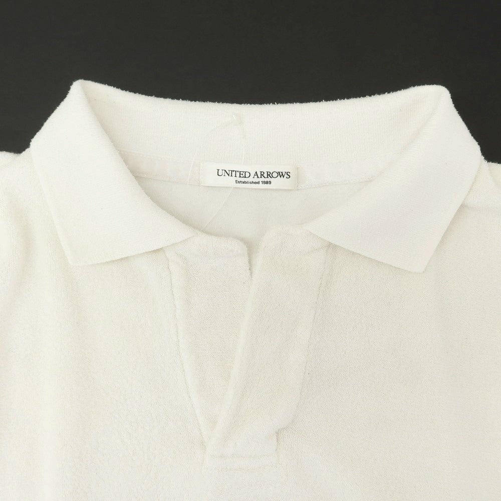 [Used] UNITED ARROWS Cotton Nylon Pile Skipper Short Sleeve Polo Shirt Off White [M] [Condition Rank C] [Men&