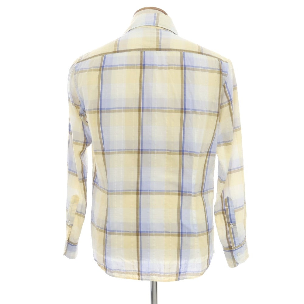 [Used] ORIAN Cotton Polyester Check Horizontal Collar Casual Shirt Yellow x Blue [39] [Condition Rank B] [Men&