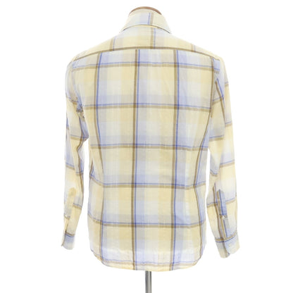 [Used] ORIAN Cotton Polyester Check Horizontal Collar Casual Shirt Yellow x Blue [39] [Condition Rank B] [Men&