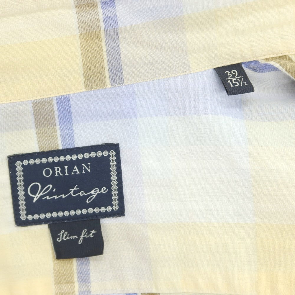 [Used] ORIAN Cotton Polyester Check Horizontal Collar Casual Shirt Yellow x Blue [39] [Condition Rank B] [Men&