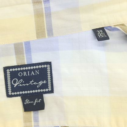 [Used] ORIAN Cotton Polyester Check Horizontal Collar Casual Shirt Yellow x Blue [39] [Condition Rank B] [Men&