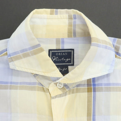 [Used] ORIAN Cotton Polyester Check Horizontal Collar Casual Shirt Yellow x Blue [39] [Condition Rank B] [Men&