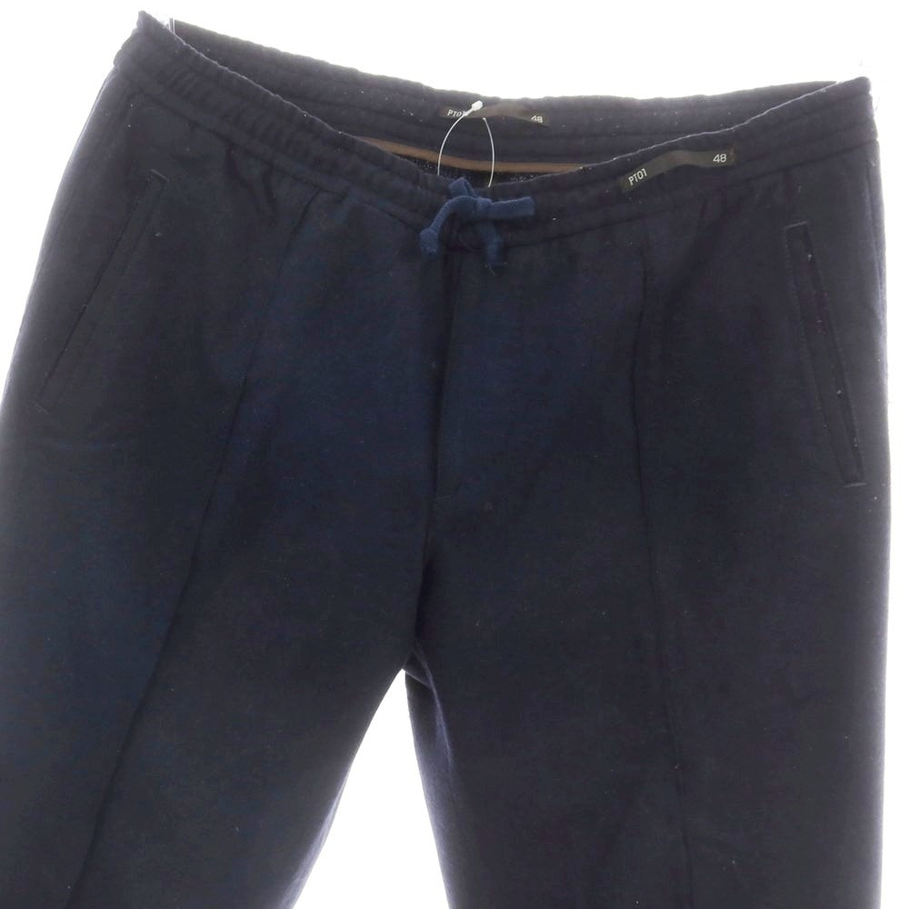 【中古】ピーティーゼロウーノ PT01 SEATTLE ストレッチ ウールナイロン イージースラックスパンツ ネイビー【 48 】【 状態ランクC 】【 メンズ 】