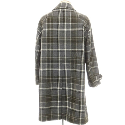 【中古】イーヴォ Hevo ウールナイロン チェック ステンカラーコート グレーxオリーブ【 42 】【 状態ランクA 】【 メンズ 】