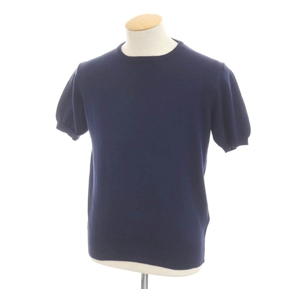 [Used] Morgano high gauge cotton nylon crew neck short sleeve pullover knit navy [XS/46] [Condition rank B] [Men&