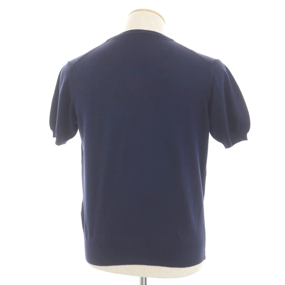 [Used] Morgano high gauge cotton nylon crew neck short sleeve pullover knit navy [XS/46] [Condition rank B] [Men&