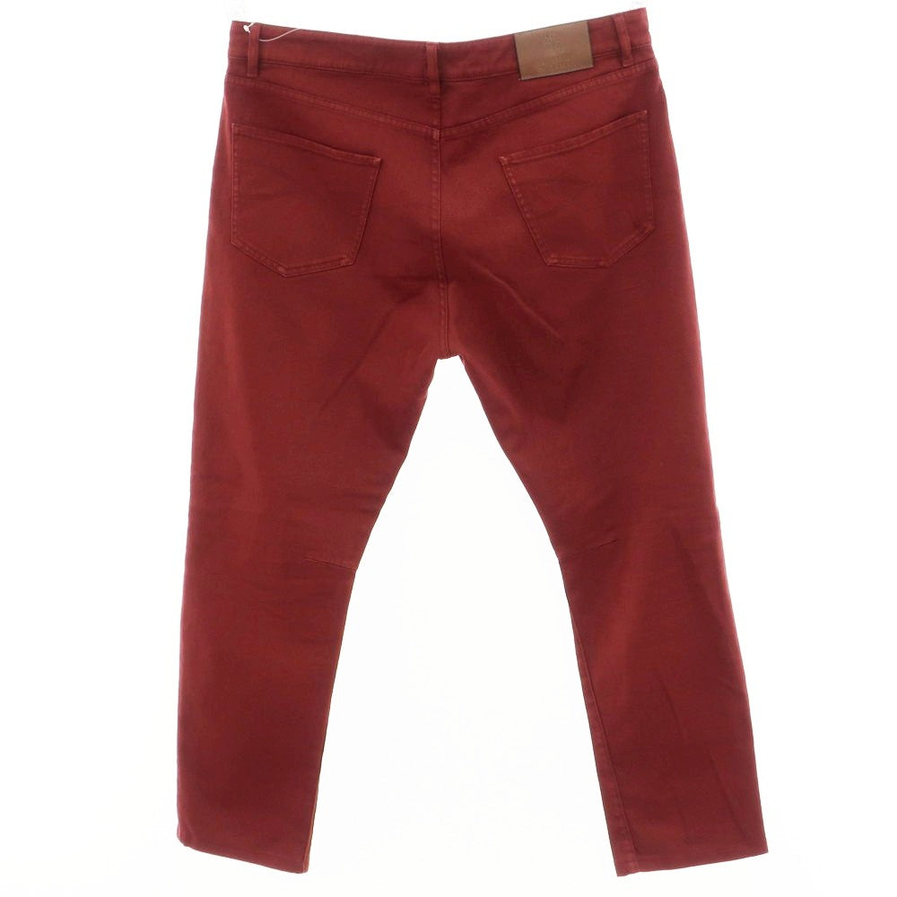[Used] Brunello Cucinelli Distressed and repaired stretch cotton denim pants, maroon [50] [Condition: B] [Men&