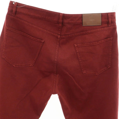 [Used] Brunello Cucinelli Distressed and repaired stretch cotton denim pants, maroon [50] [Condition: B] [Men&