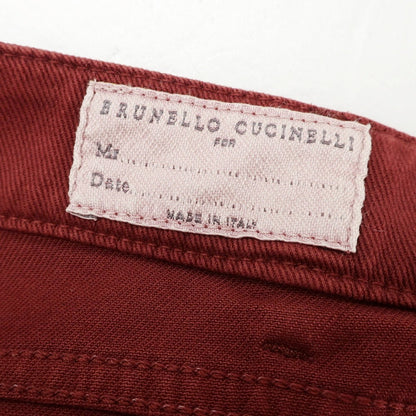 [Used] Brunello Cucinelli Distressed and repaired stretch cotton denim pants, maroon [50] [Condition: B] [Men&