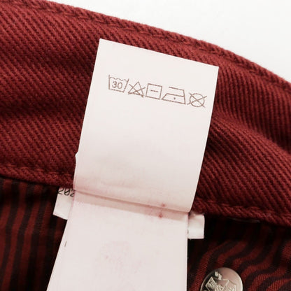 [Used] Brunello Cucinelli Distressed and repaired stretch cotton denim pants, maroon [50] [Condition: B] [Men&