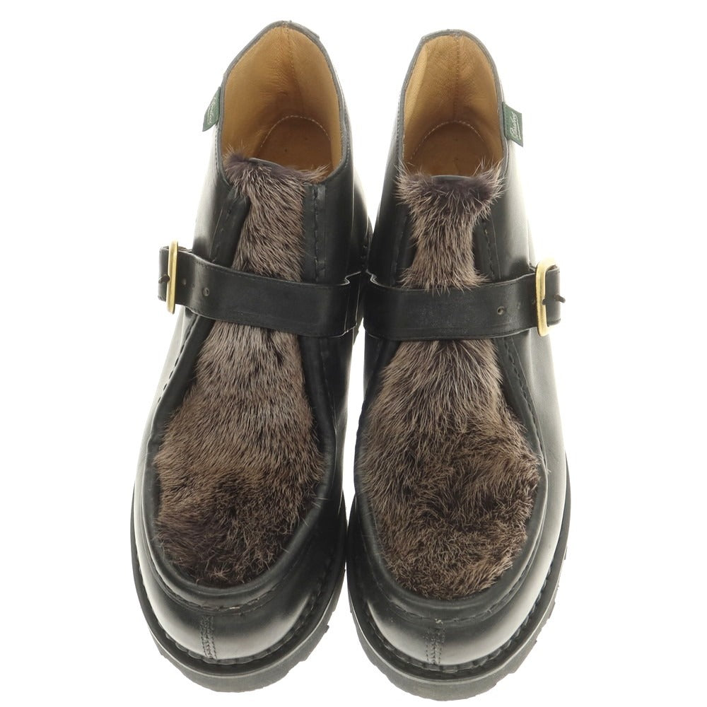 [Used] Paraboot International Gallery BEAMS special order MILLY BRIDE VISON mink fur monk strap boots black [41 1/2] [Condition rank A] [Men&