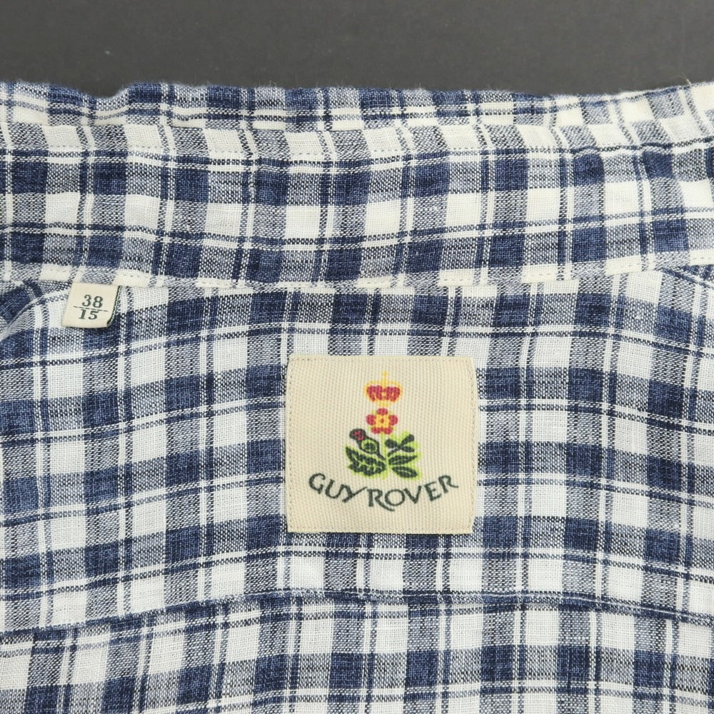 [Used] GUY ROVER Linen Check Horizontal Collar Casual Shirt Navy x White [38] [Condition Rank C] [Men&