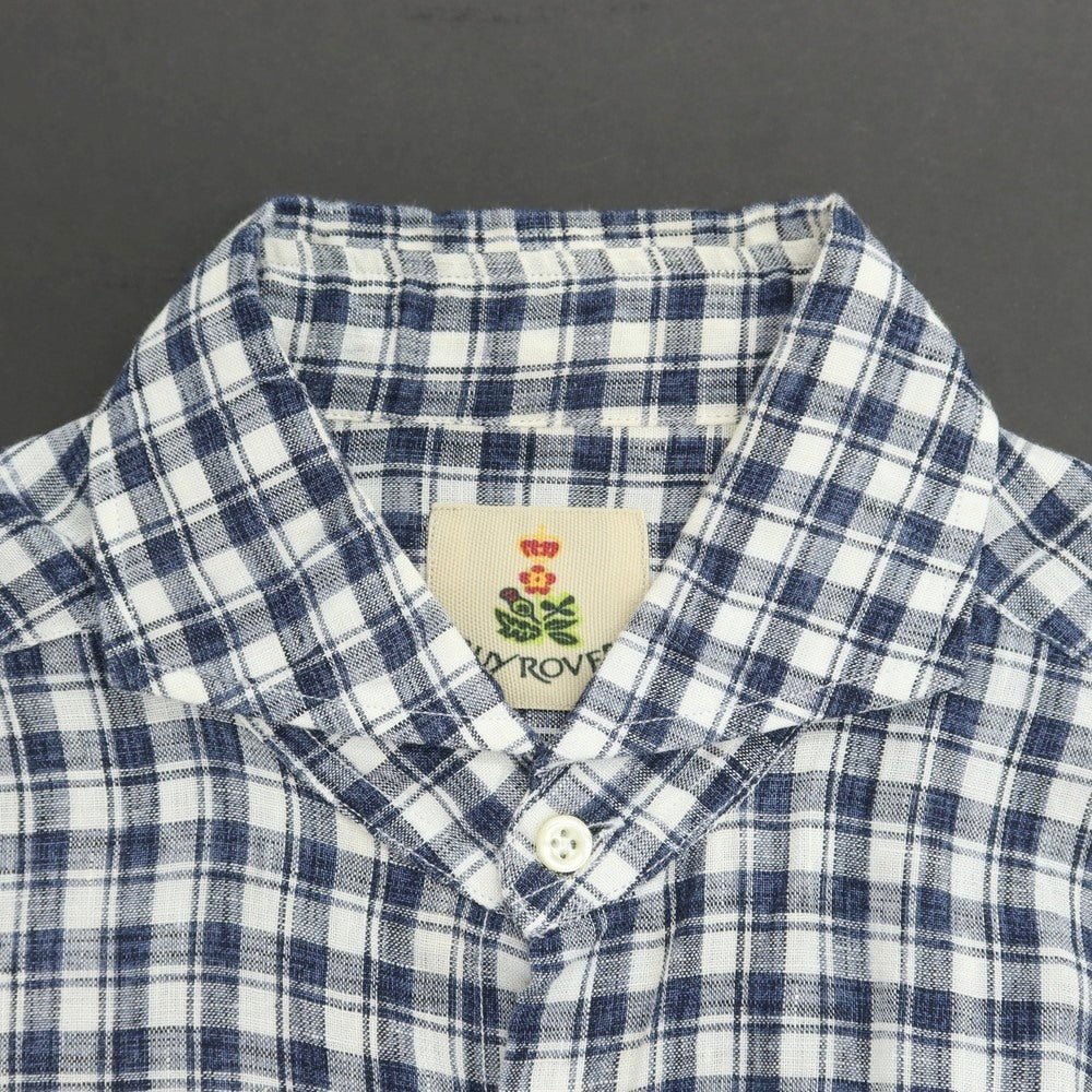 [Used] GUY ROVER Linen Check Horizontal Collar Casual Shirt Navy x White [38] [Condition Rank C] [Men&