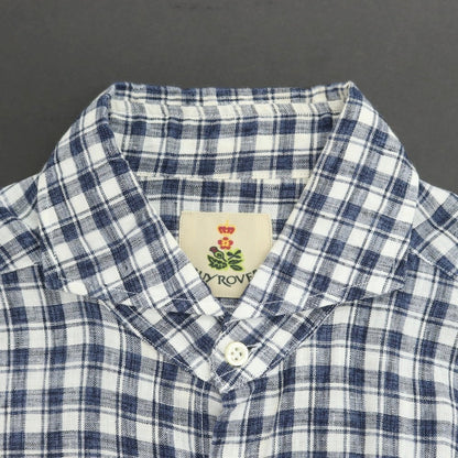 [Used] GUY ROVER Linen Check Horizontal Collar Casual Shirt Navy x White [38] [Condition Rank C] [Men&