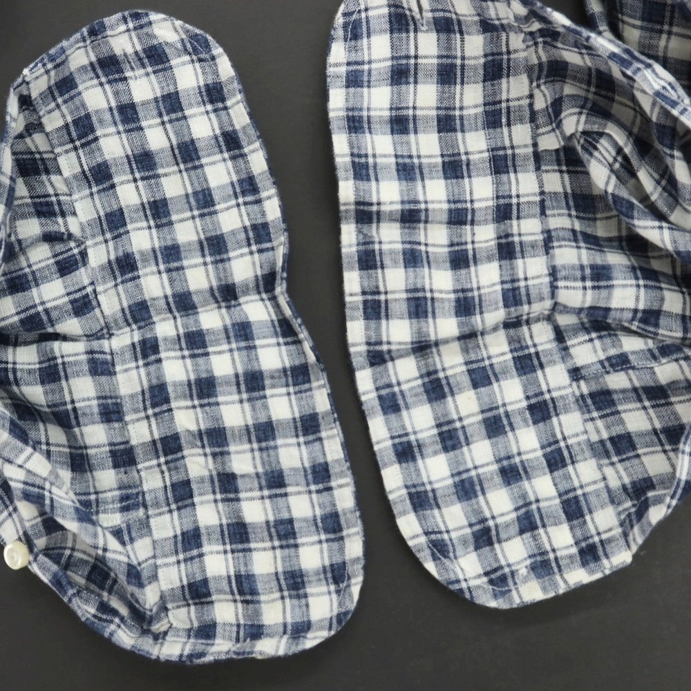 [Used] GUY ROVER Linen Check Horizontal Collar Casual Shirt Navy x White [38] [Condition Rank C] [Men&