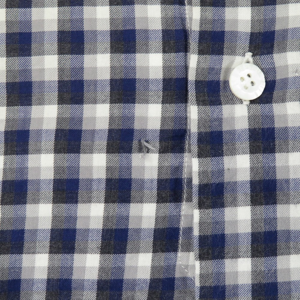 [Used] BARBA DANDY LIFE Cotton Check Horizontal Collar Casual Shirt Navy x Gray [37] [Condition Rank C] [Men&