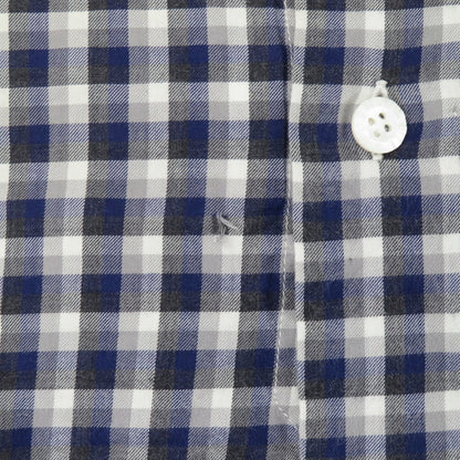 [Used] BARBA DANDY LIFE Cotton Check Horizontal Collar Casual Shirt Navy x Gray [37] [Condition Rank C] [Men&