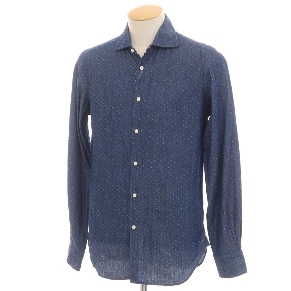[Used] GMF965 MGF965 Cotton Wide Collar Casual Shirt Navy [S] [Condition Rank B] [Men&