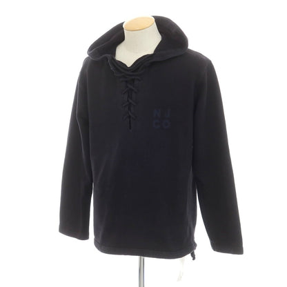 【中古】ヌーディージーンズ Nudie Jeans コットン レースアップ プルオーバー パーカー ブラック【 S 】【 状態ランクC 】【 メンズ 】