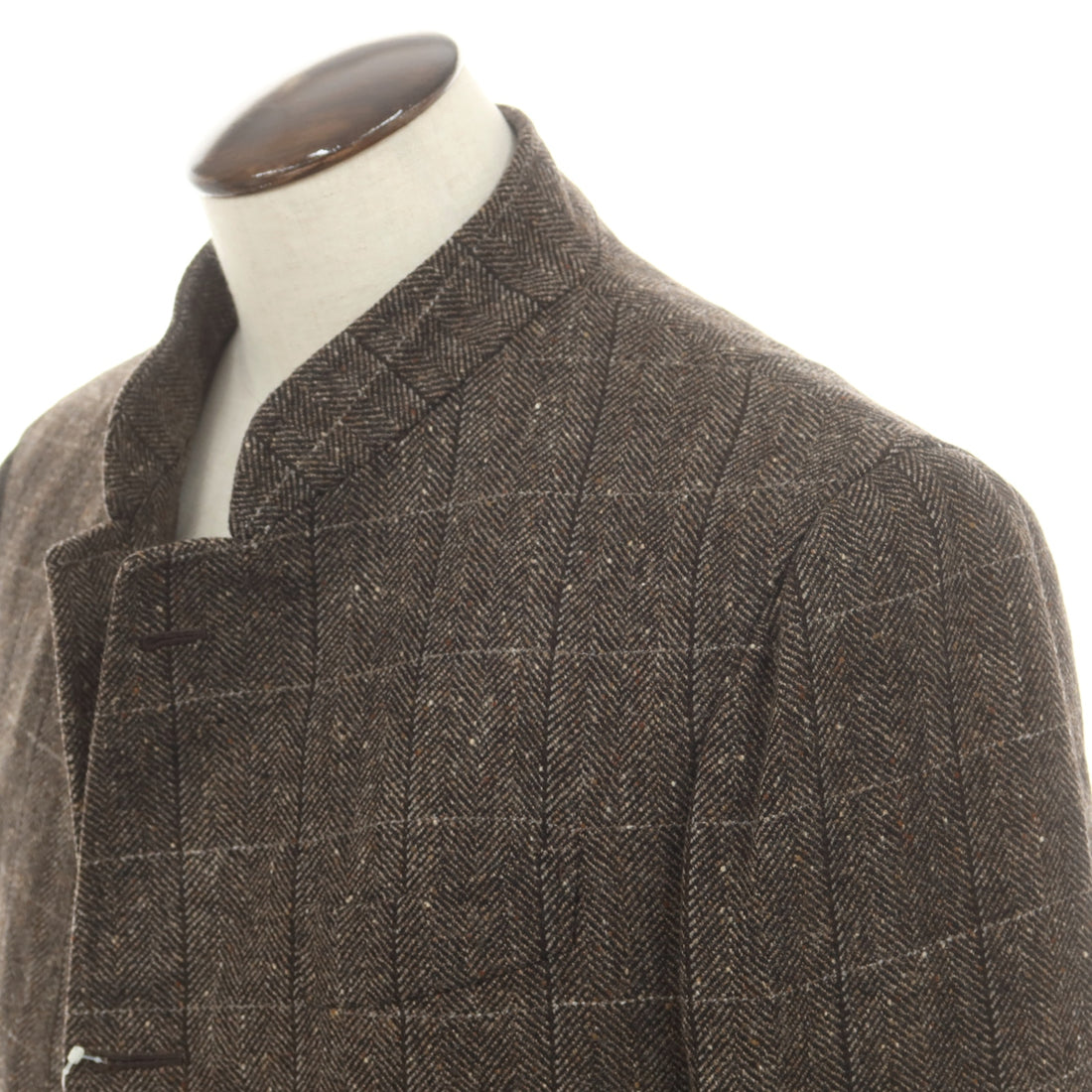 【中古】ラベラ サルトリア ナポレターナ La vera Sartoria Napoletana ウール ツイード ヘリンボーンチェック コート ブラウン【 50 】【 状態ランクB 】【 メンズ 】