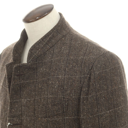 【中古】ラベラ サルトリア ナポレターナ La vera Sartoria Napoletana ウール ツイード ヘリンボーンチェック コート ブラウン【 50 】【 状態ランクB 】【 メンズ 】