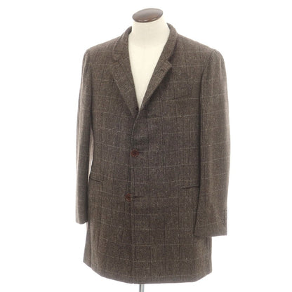【中古】ラベラ サルトリア ナポレターナ La vera Sartoria Napoletana ウール ツイード ヘリンボーンチェック コート ブラウン【 50 】【 状態ランクB 】【 メンズ 】