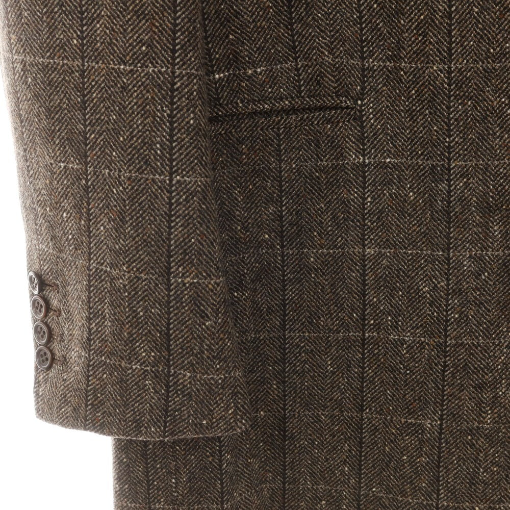 【中古】ラベラ サルトリア ナポレターナ La vera Sartoria Napoletana ウール ツイード ヘリンボーンチェック コート ブラウン【 50 】【 状態ランクB 】【 メンズ 】