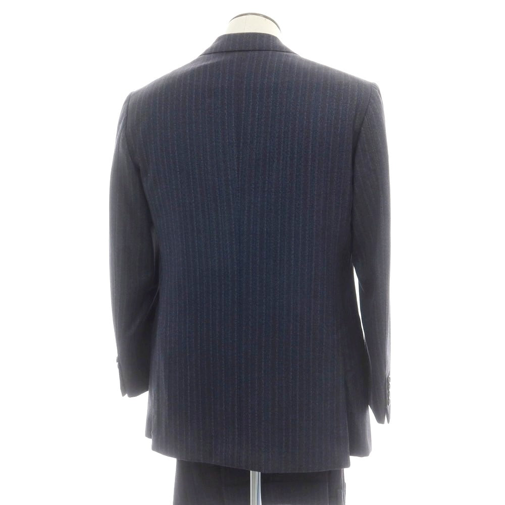 【中古】アントニオ パニコ Antonio Panico ウール ストライプ 3つボタンスーツ ネイビーxレッド【サイズ50】【 状態ランクC 】【 メンズ 】 [CPD]