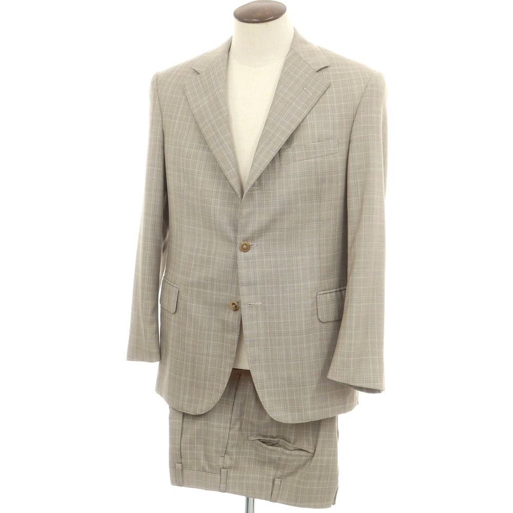 【中古】オックスフォード クローズ Oxxford Clothes ウール 3つボタンスーツ ベージュ【サイズ上40/下34】【 状態ランクC 】【 メンズ 】[DPD]