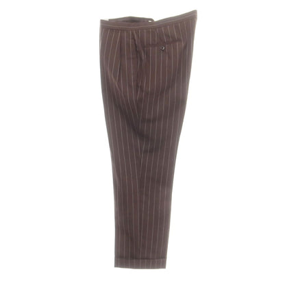 【中古】ルイジ パオロ カペッリ Luigi P.Cappelli ウール ストライプ ダブルスーツ ブラウンxホワイト【 50位（表記なし） 】【 状態ランクA 】【 メンズ 】